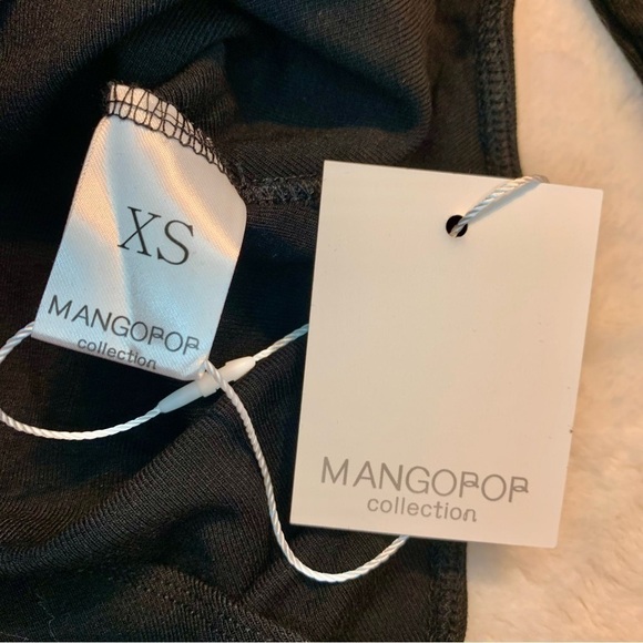 NWT Bodysuit XS MangoPop Black Long Sleeves Ruffled Straps Soft Stretchy - Picture 8 of 13